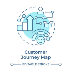 Customer journey map soft blue concept icon. Visual representation of entire experience. Gap analysis tool. Round shape line illustration. Abstract idea. Graphic design. Easy to use in blog post