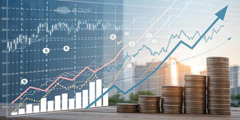 A Financial Chart Displaying a Rising Graph with Lines and Numerical Data for Insights