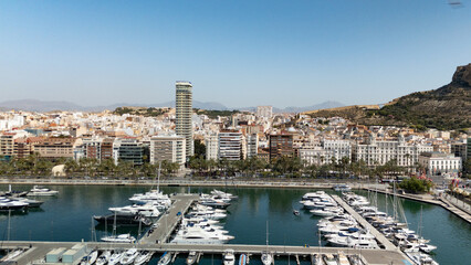 Aerial panoramic view at Alicante waterfront