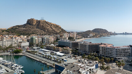 Aerial panoramic view at Alicante waterfront