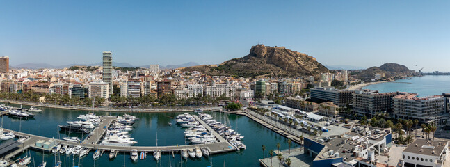 Aerial panoramic view at Alicante waterfront