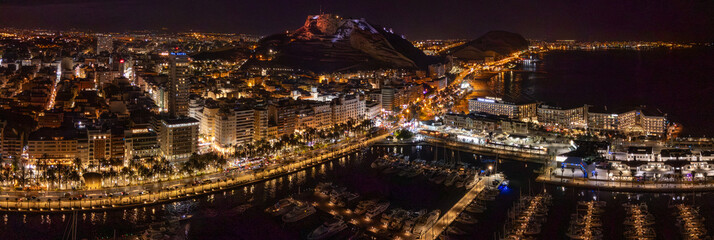 Aerial panoramic view at Alicante waterfront