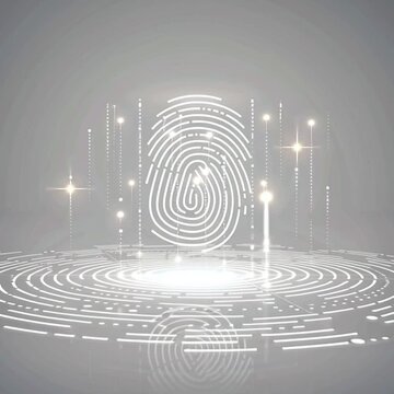 Man in a circular labyrinth business puzzle path, a vector fingerprint maze concept leading to success
