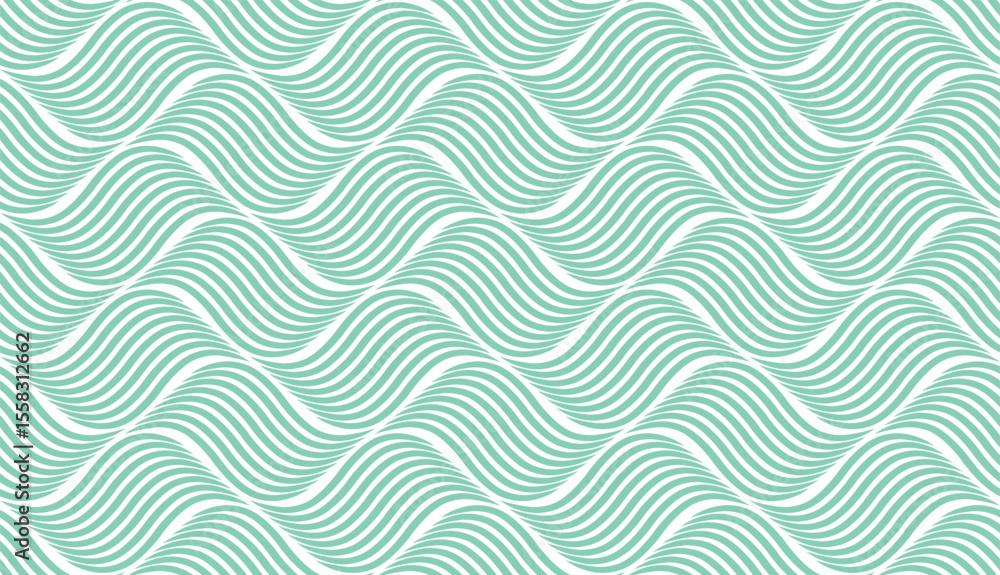 Aufkleber The geometric pattern with wavy lines. Seamless vector background. White and green texture. Simple lattice graphic design