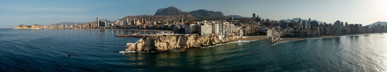 Aerial panorama at Benidorm on a sunny summer day!	