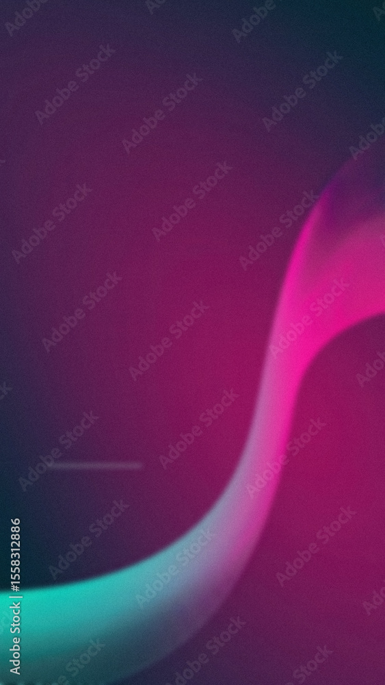 Poster abstract background with a wavy line transitioning from cyan to pink on a dark purple and black grad