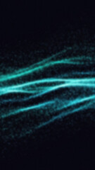 Abstract background with blurred turquoise luminous streaks on a dark field creating a wavy pattern