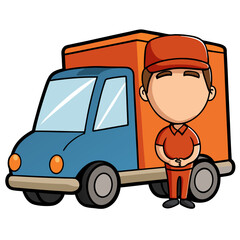 3D icon of a delivery truck used for fast product shipping, courier logistics, ecommerce and retail business