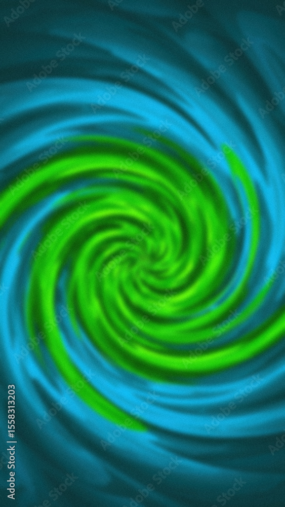 Poster abstract green and blue swirl with a circular spiral pattern the colors blend together smoothly in a