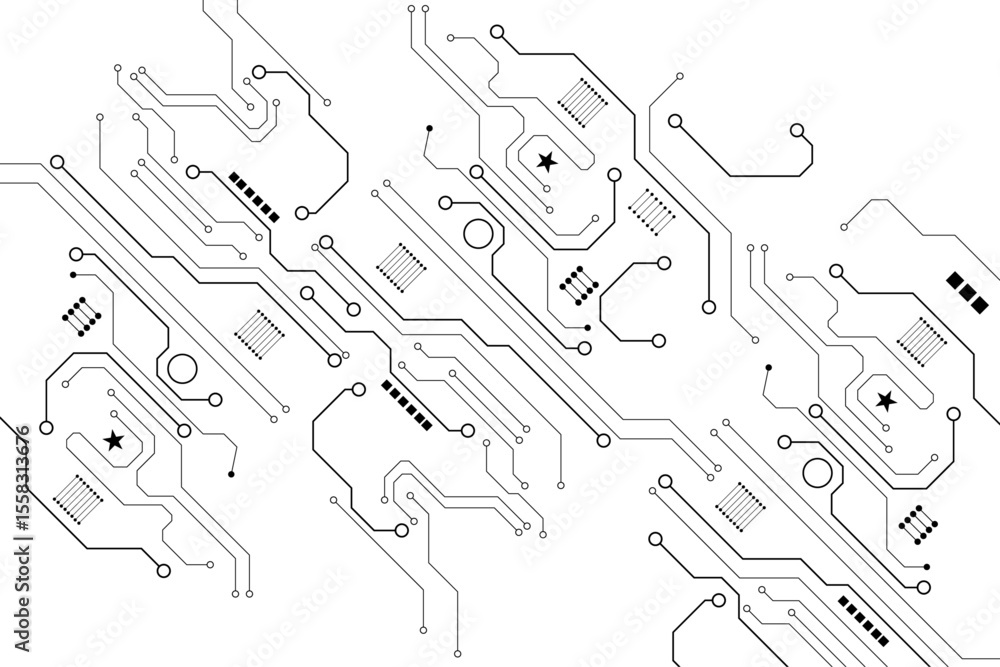 Aufkleber Technology black circuit diagram concept.High-tech circuit board connection system.Vector abstract technology on white background.