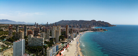 Aerial panorama at Benidorm on a sunny summer day!	