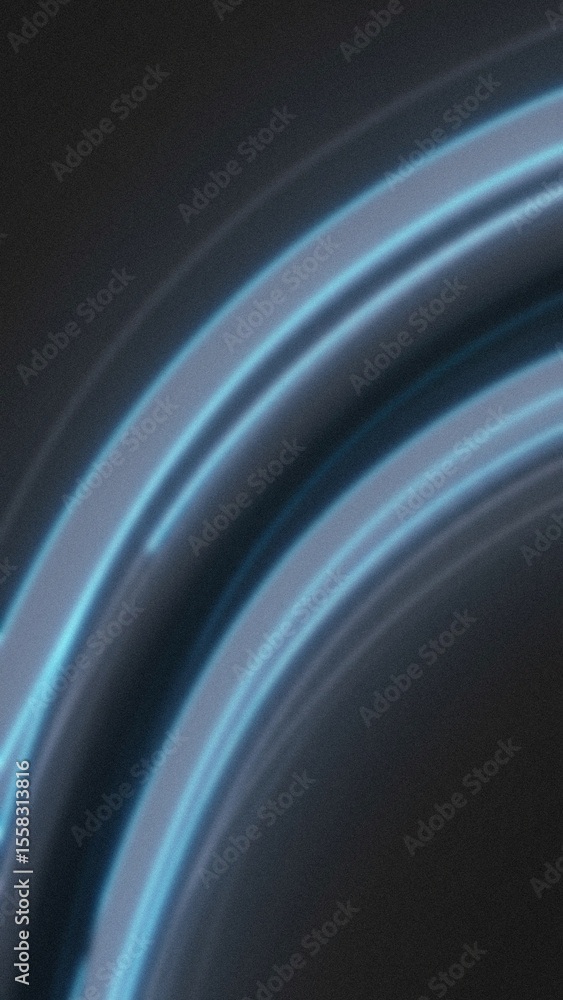 Poster abstract image featuring overlapping arcs with a blue glow against a dark background