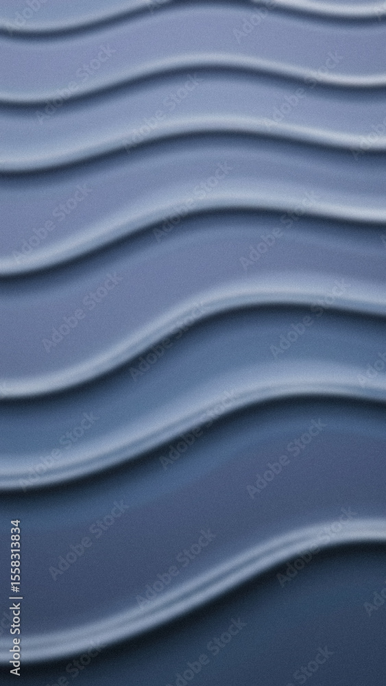Poster abstract image of blue undulating shapes featuring shadows and subtle highlights