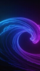 Abstract image showing a curving shape with blue and purple gradient lighting against a dark background