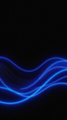 Abstract image of flowing blue light trails against a stark black background showcasing dynamic lines and curves