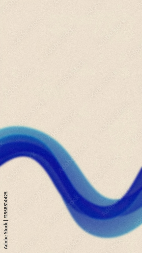 Poster blue wave illustration on a beige background simple abstract design with layered shades of color and