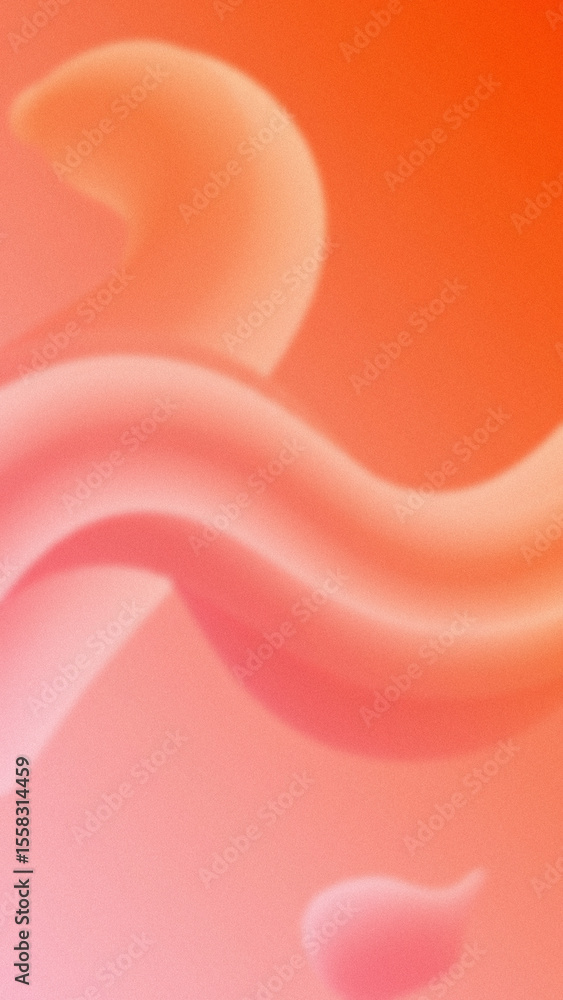 Poster abstract blurred wavy shapes against a pink to orange gradient background with soft lighting and smo