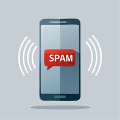 Smartphone con scritta SPAM vettoriale