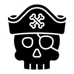 Pirate Skull with Hat and Eye Patch Vector Illustration