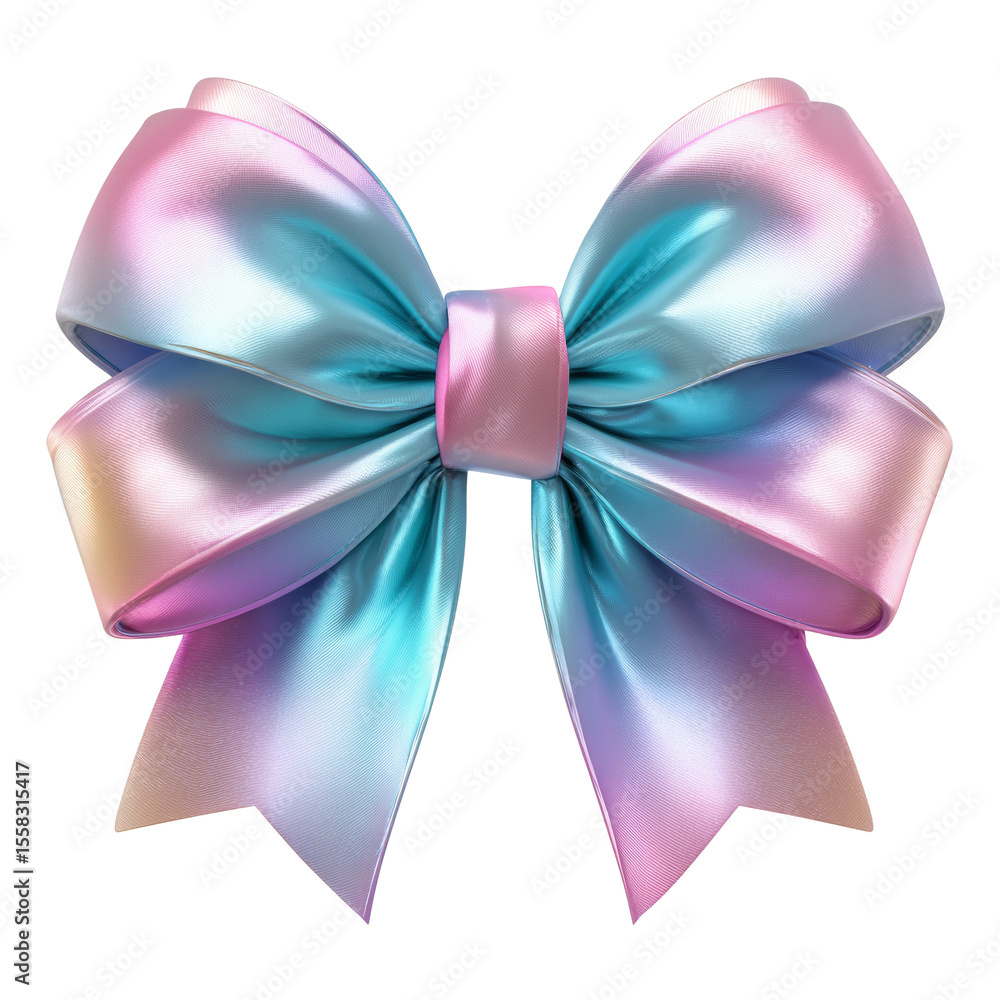 Aufkleber iridescent pastel bow with a soft glow, ideal for decorative use,isolated image