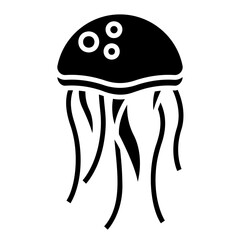 Jellyfish Silhouette Isolated on White Background