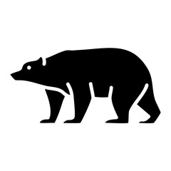 Solid Black Bear Icon Isolated on White Background