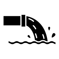 Sewage Water Pollution Icon: Wastewater Discharge into Water