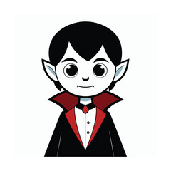 Young vampire child silhouette with bat wings and playful expression on a clean white background