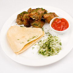 grilled meat with cracker