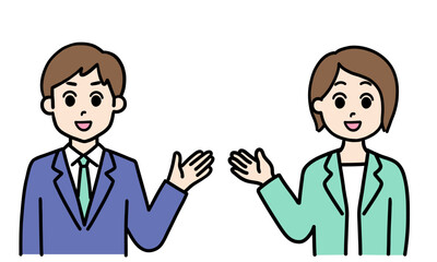 ご案内をするビジネスマン男女