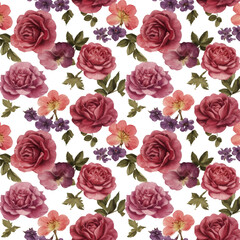 Floral pattern with roses and other flowers