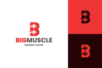 barbel gym b letter logo vector