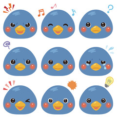 ペンギンのイラストセット　顔表情のみ