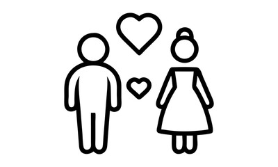 Couple with love icon. Vector illustration. Can be used as web element, family design icon on white background
