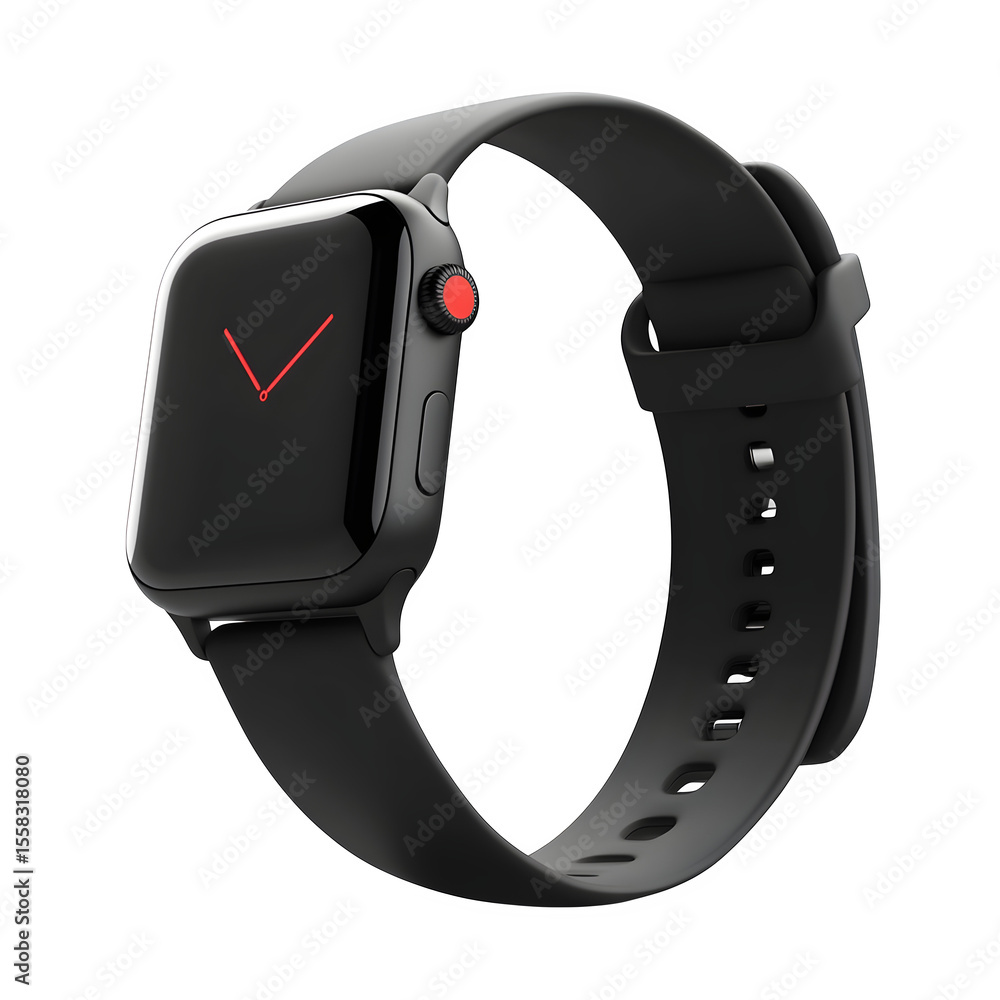 Poster hyper realistic smartwatch perfect side profile view isolated pure, white background subtle soft sha
