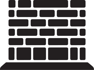 Brick wall icon silhouette