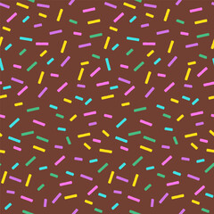 Sweet Donut Pattern with Seamless Rainbow Sprinkle Texture Background Featuring Candy Glaze Decoration and Colorful Tiny Sugar Vermicelli for Fun Dessert Style Illustration Designs