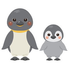 ペンギン親子の正面イラスト