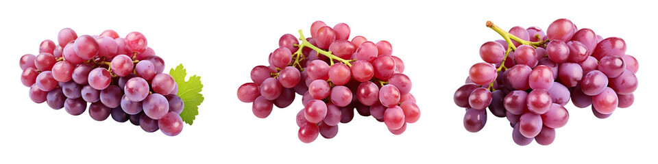 Fototapeta premium A collection of clusters of grapes, isolated on a transparent background