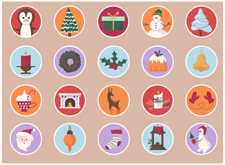 Fototapeta premium Sticker Pack: Cute Christmas Characters and Greetings