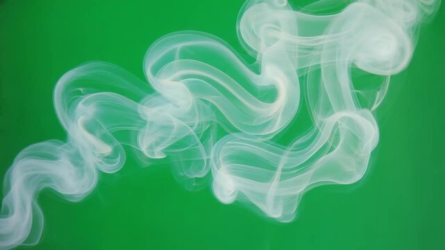Realistic smoke effect on a green screen background. Ideal for chroma key compositing, video editing, motion graphics, and visual effects requiring atmospheric vapor or cinematic overlay elements.