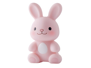 Obraz premium Cute pink bunny figurine with blush cheeks isolated on transparent background