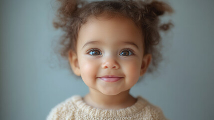 Naklejka premium close-up of happy baby toddler smiling