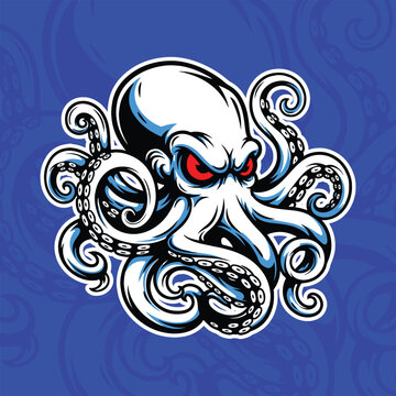 Octopus aggressive brutal illustration