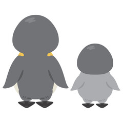 ペンギン親子の背後イラストセット