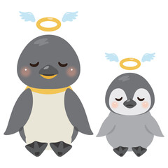 亡くなったペンギン親子のイラスト