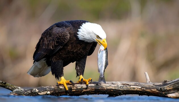Bald eagle with fish (3) - Powered by Adobe