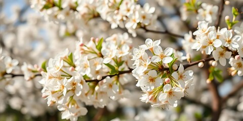 Fototapeta premium Delicate white blossoms, pristine backdrop, ethereal beauty, calm, peace