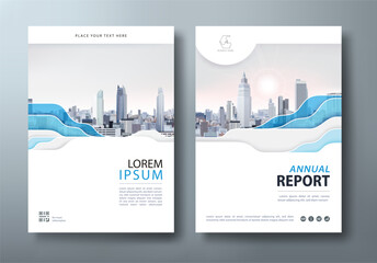 Blue Annual report brochure flyer design template vector, Leaflet, presentation book cover templates, layout in A4 size