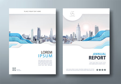 Blue Annual report brochure flyer design template vector, Leaflet, presentation book cover templates, layout in A4 size